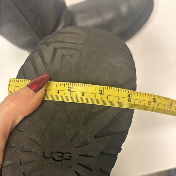 Ugg Boots Women 6 Black Leather Triana Seaweed Perforated Insulated Winter Snow - Picture 12 of 12